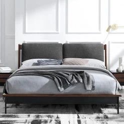 Park Avenue Reddish Brown Wood King Bed with Fabric by Greenington -Greenington Shop ruby greenington platform beds gpa0002rb 31 1000