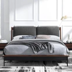 Park Avenue Reddish Brown Wood California King Bed with Fabric by Greenington -Greenington Shop ruby greenington platform beds gpa0003rb 31 1000