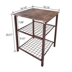 16.14 in. Rustic Brown Square Wood 3 Tier End Table Side Table Nightstand Storage Shelf with Metal Frame by VERYKE -Greenington Shop rustic brown veryke end side tables yb 776 br rb 1f 1000