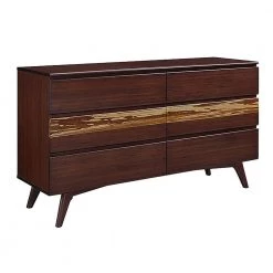 Azara 6-Drawer Sable Dresser 35.25 in. x 64 in. x 19 in. by Greenington