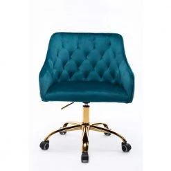Teal Velvet Fabric Seat Swivel Shell Chair with Modern Leisure Office Chair by VERYKE