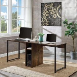 78.7 in. Rectangle Tiger MDF Home Office 2-Person Desk Large Double Workstation Desk Writing Desk with Storage by VERYKE -Greenington Shop tiger veryke computer desks yb wf198327aat 31 1000