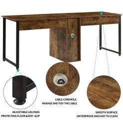 78.7 in. Rectangle Tiger MDF Home Office 2-Person Desk Large Double Workstation Desk Writing Desk with Storage by VERYKE -Greenington Shop tiger veryke computer desks yb wf198327aat 44 1000