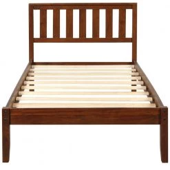 Brown Wood Frame Twin Platform Bed with Headboard/Wood Slat Support by VERYKE -Greenington Shop walnut veryke platform beds db wf191770aad 1f 1000
