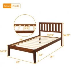 Brown Wood Frame Twin Platform Bed with Headboard/Wood Slat Support by VERYKE -Greenington Shop walnut veryke platform beds db wf191770aad 4f 1000