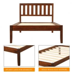 Brown Wood Frame Twin Platform Bed with Headboard/Wood Slat Support by VERYKE -Greenington Shop walnut veryke platform beds db wf191770aad c3 1000