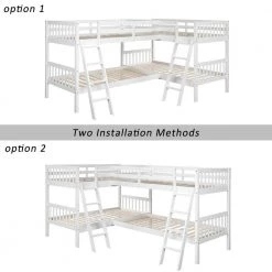 Adnaan White Twin Size L-Shaped Bunk Bed by Qualfurn -Greenington Shop white qualfurn bunk beds ble000020k 1f 1000