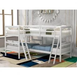 Adnaan White Twin Size L-Shaped Bunk Bed by Qualfurn -Greenington Shop white qualfurn bunk beds ble000020k 31 1000