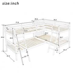 Adnaan White Twin Size L-Shaped Bunk Bed by Qualfurn -Greenington Shop white qualfurn bunk beds ble000020k 44 1000