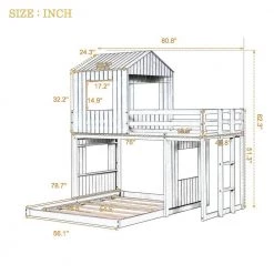 White Twin Over Full House Style Bunk Bed by Qualfurn -Greenington Shop white qualfurn bunk beds ble000027k 76 1000