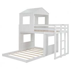 White Twin Over Full House Style Bunk Bed by Qualfurn -Greenington Shop white qualfurn bunk beds ble000027k c3 1000