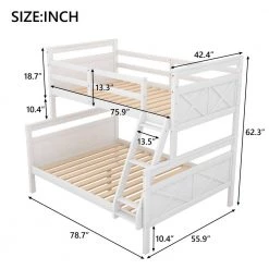 White Twin over Full Bunk Bed with Ladder by Qualfurn -Greenington Shop white qualfurn bunk beds bwm000118k 1 76 1000
