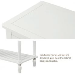 42 in. Rectangle White Wood Console Table with Buffet Storage Cabinets and Drawers by Qualfurn -Greenington Shop white qualfurn console tables ctm193444k 1f 1000