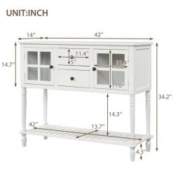 42 in. Rectangle White Wood Console Table with Buffet Storage Cabinets and Drawers by Qualfurn -Greenington Shop white qualfurn console tables ctm193444k 76 1000