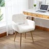 White Faux Fur Dining Chair with Solide Painting Steel Legs by Qualfurn -Greenington Shop white qualfurn dining chairs dw21225374 64 1000