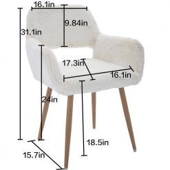 White Faux Fur Dining Chair with Solide Painting Steel Legs by Qualfurn -Greenington Shop white qualfurn dining chairs dw21225374 fa 1000