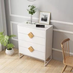 4-Drawer White Wood Dresser (36 in. H x 32in. W x 16 in. D) by Qualfurn -Greenington Shop white qualfurn dressers 33441a282 c3 1000