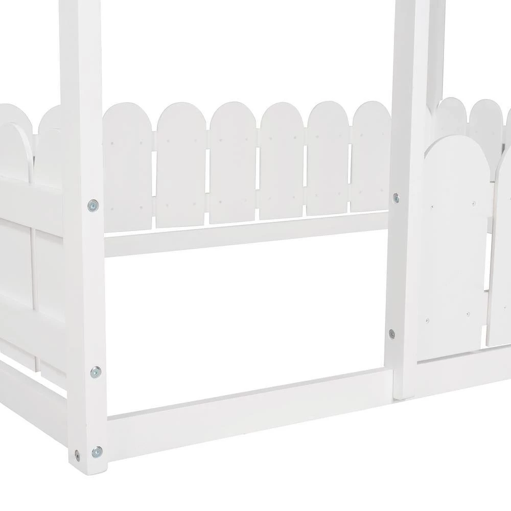 White Full Size House Style Bed with Fence by Qualfurn 8 White Full Size House Style Bed with Fence by Qualfurn - Image 6