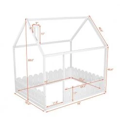 White Full Size House Style Bed with Fence by Qualfurn 18 White Full Size House Style Bed with Fence by Qualfurn -Greenington Shop white qualfurn kids beds ble281294k 76 1000