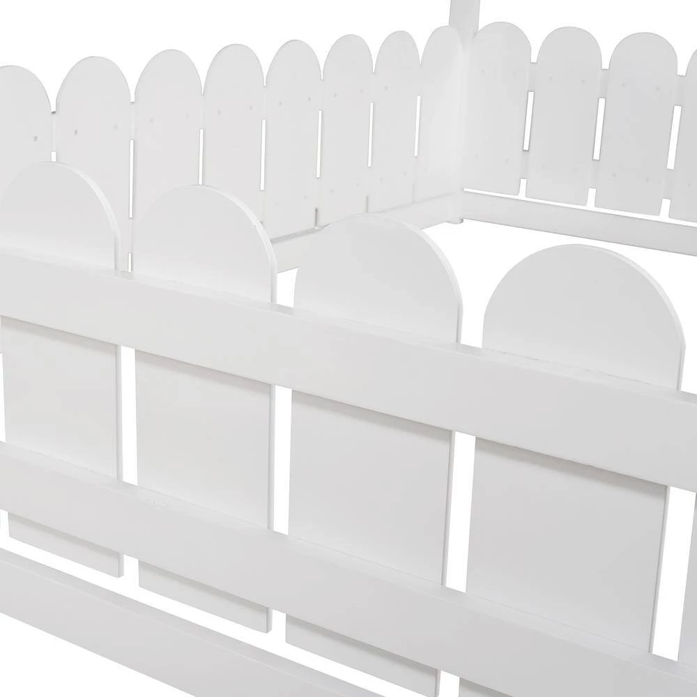 White Full Size House Style Bed with Fence by Qualfurn 9 White Full Size House Style Bed with Fence by Qualfurn - Image 7