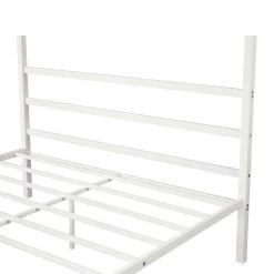 White Queen Metal Framed Canopy Platform Bed with Built-in Headboard by Qualfurn -Greenington Shop white qualfurn platform beds ble193126k 66 1000