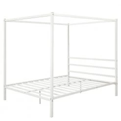 White Queen Metal Framed Canopy Platform Bed with Built-in Headboard by Qualfurn -Greenington Shop white qualfurn platform beds ble193126k c3 1000