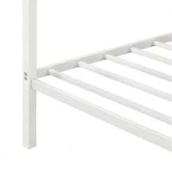 White Queen Metal Framed Canopy Platform Bed with Built-in Headboard by Qualfurn -Greenington Shop white qualfurn platform beds ble193126k fa 1000