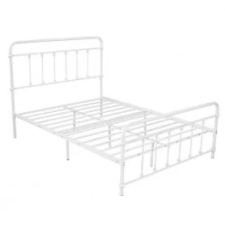 White Full Size Metal Platform Bed with Headboard and Footboard by Qualfurn -Greenington Shop white qualfurn platform beds ble193127k e1 1000