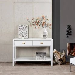 44.3 in. White Rectangle Wood Console Table Sideboard with Bottom Shelf and 2-Drawer by VERYKE -Greenington Shop white veryke console tables ygx gxca0273 31 1000
