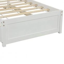 Stylish White Wood Frame Twin Size Platform Bed with Trundle by VERYKE -Greenington Shop white veryke platform beds db wf194302aak 1f 1000