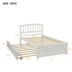 Stylish White Wood Frame Twin Size Platform Bed with Trundle by VERYKE -Greenington Shop white veryke platform beds db wf194302aak fa 1000