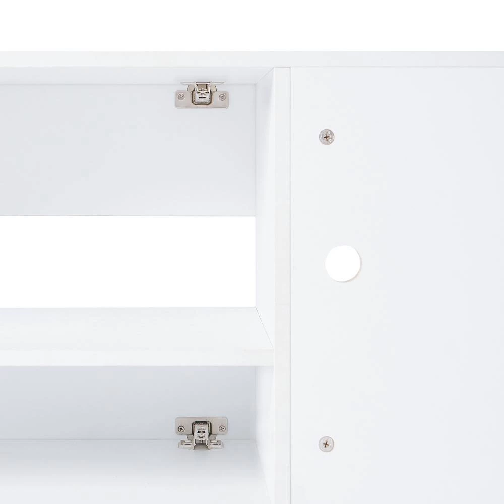 62.99 in. White Modern Minimalist LED Light TV Stand TV Cabinet with 4 Open Shelves and 2 Doors Fits TV's up to 78 in. by VERYKE 7 62.99 in. White Modern Minimalist LED Light TV Stand TV Cabinet with 4 Open Shelves and 2 Doors Fits TV's up to 78 in. by VERYKE - Image 5