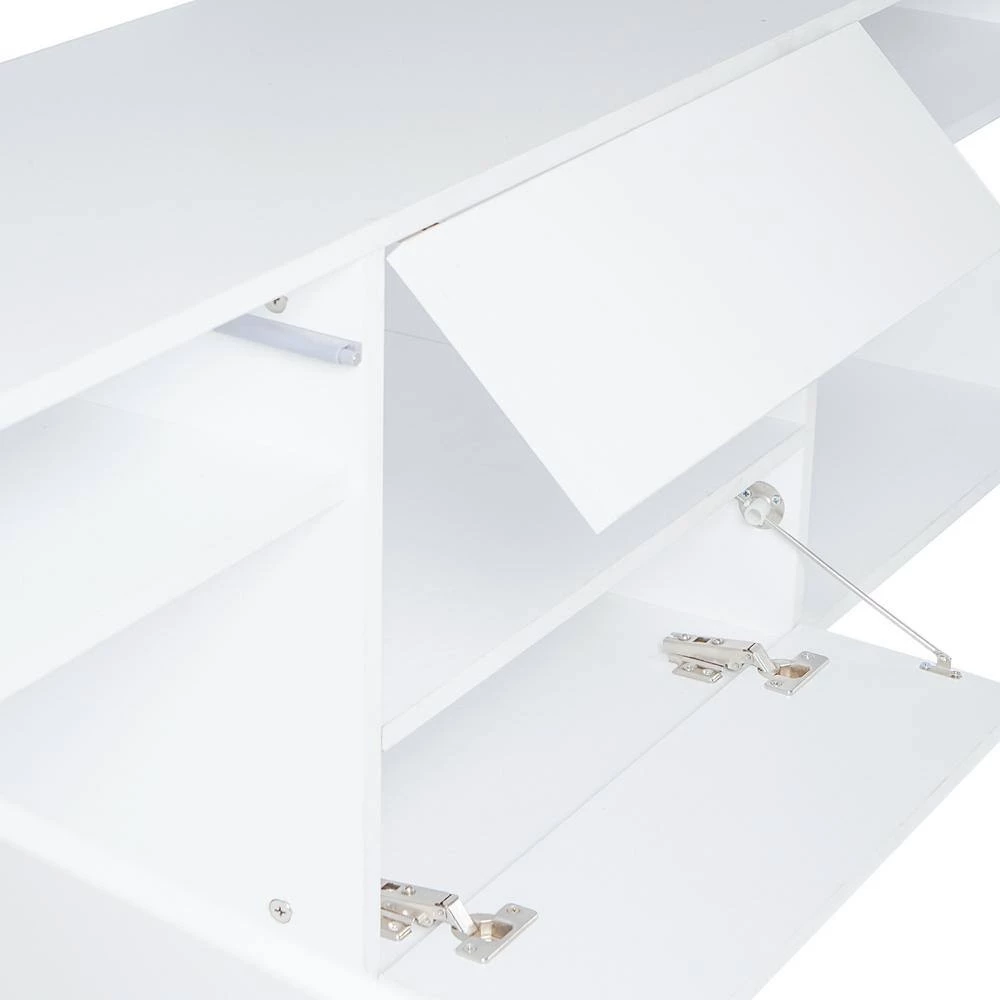 62.99 in. White Modern Minimalist LED Light TV Stand TV Cabinet with 4 Open Shelves and 2 Doors Fits TV's up to 78 in. by VERYKE 8 62.99 in. White Modern Minimalist LED Light TV Stand TV Cabinet with 4 Open Shelves and 2 Doors Fits TV's up to 78 in. by VERYKE - Image 6