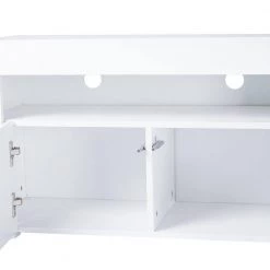62.99 in. White Morden TV Stand Entertainment Center with LED Lights 4 Open Shelves and 3 Doors Fits TV's up to 72 in. by VERYKE -Greenington Shop white veryke tv stands yb w118040914 1f 1000