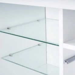 62.99 in. White Morden TV Stand Entertainment Center with LED Lights 4 Open Shelves and 3 Doors Fits TV's up to 72 in. by VERYKE -Greenington Shop white veryke tv stands yb w118040914 44 1000