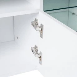 62.99 in. White Morden TV Stand Entertainment Center with LED Lights 4 Open Shelves and 3 Doors Fits TV's up to 72 in. by VERYKE -Greenington Shop white veryke tv stands yb w118040914 fa 1000