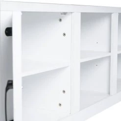 57.87 in. White Modern Farmhouse Double Barn Door TV Stand Entertainment Center with Open Shelves Fits TV's up to 65 in. by VERYKE -Greenington Shop white veryke tv stands yb w118042181 1f 1000