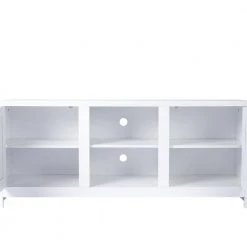 57.87 in. White Modern Farmhouse Double Barn Door TV Stand Entertainment Center with Open Shelves Fits TV's up to 65 in. by VERYKE -Greenington Shop white veryke tv stands yb w118042181 4f 1000