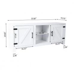 57.87 in. White Modern Farmhouse Double Barn Door TV Stand Entertainment Center with Open Shelves Fits TV's up to 65 in. by VERYKE -Greenington Shop white veryke tv stands yb w118042181 c3 1000