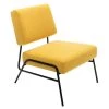Yellow Linen Slipper Chair Armless Accent Chair Lounge Chair Tubchair with Wire Metal Frame by VERYKE